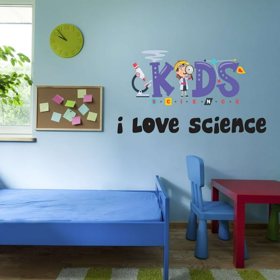 I Love Science Dream Make It Stem Science Technology Engineering Math Lab Study Experiments Atoms Microscope Scienctist Algebra Geometry Holiday Decorating Wall Decal Sticker - Size: 30 In X 18 In