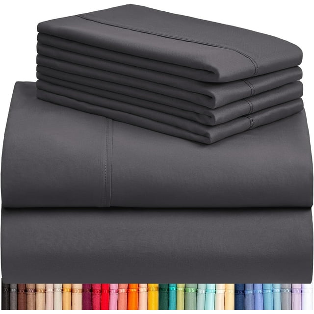 Ensemble de Draps PC Grand Draps de Lit Format Grand Poches Profondes ” Draps Rafraîchissants Anti-Froissement Lavables à la Machine Literie d'Hôtel Soyeux Doux Grand
