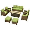 thumbnail image 2 of Ovios 8 Pieces Patio Furniture Set All-Weather Outdoor Sectional Patio Sofa Wicker Rattan Conversation Set with 54" Gas Propane Fire Pit Table for Backyard, 2 of 8