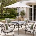 thumbnail image 2 of Round Outdoor Tablecloth with Umbrella Hole and Zipper, Summer Palm Leaves Tablecloth with Elastic Waterproof, Modern Botanical Fern Plants Black Gray Patio Table Covers for 36" - 44" Pool Tables, 2 of 9