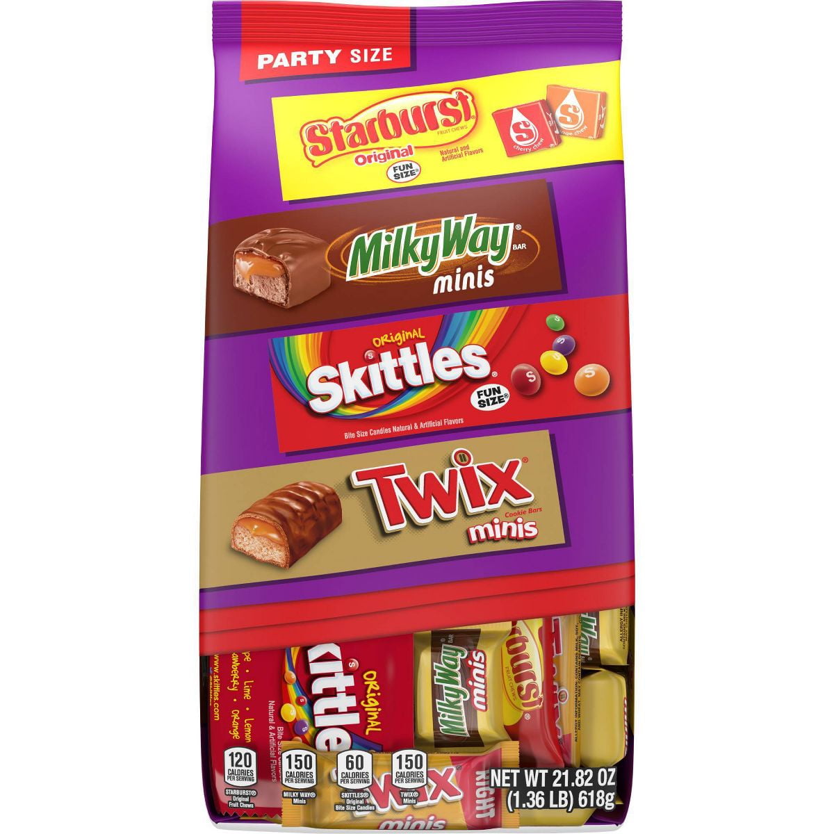 Twix, Skittles, Starburst, Milky Way Variety Candy Assortment, Party Size - 21.82oz Bulk Bag