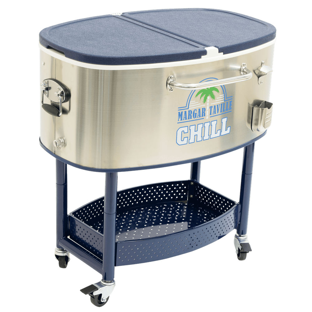 Margaritaville Rolling Party Stainless Steel Cooler Cart, 77 Qt