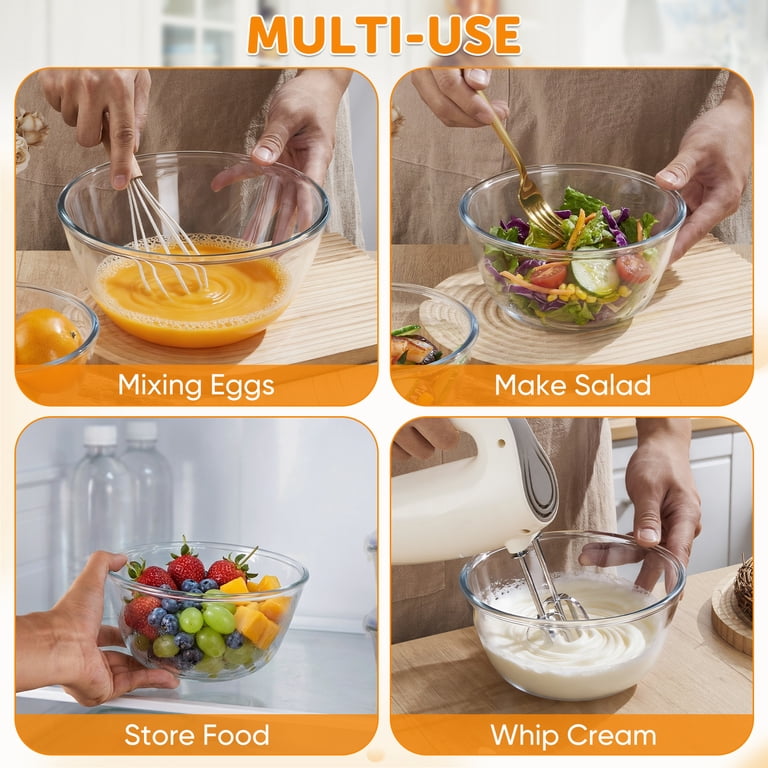 Vesteel 3-Piece Glass Mixing Bowl Set, Clear photo 3