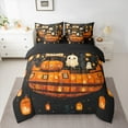 thumbnail image 2 of Feelyou Magic Pumpkin Spaceship Bedding Comforter Set 7pcs for Kid, Dreamy Halloween Queen Bedding Sets, Retro Oil Printing Reversible Queen Sheet Sets, Luxury Bedroom Decor, 2 of 7