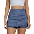 thumbnail image 2 of Jsaierl Women's Wrap-Front Denim Skort, High Waist Casual Jean Skirt-Shorts, Faux Wrap Style Skort for Everyday Wear, 2 of 6