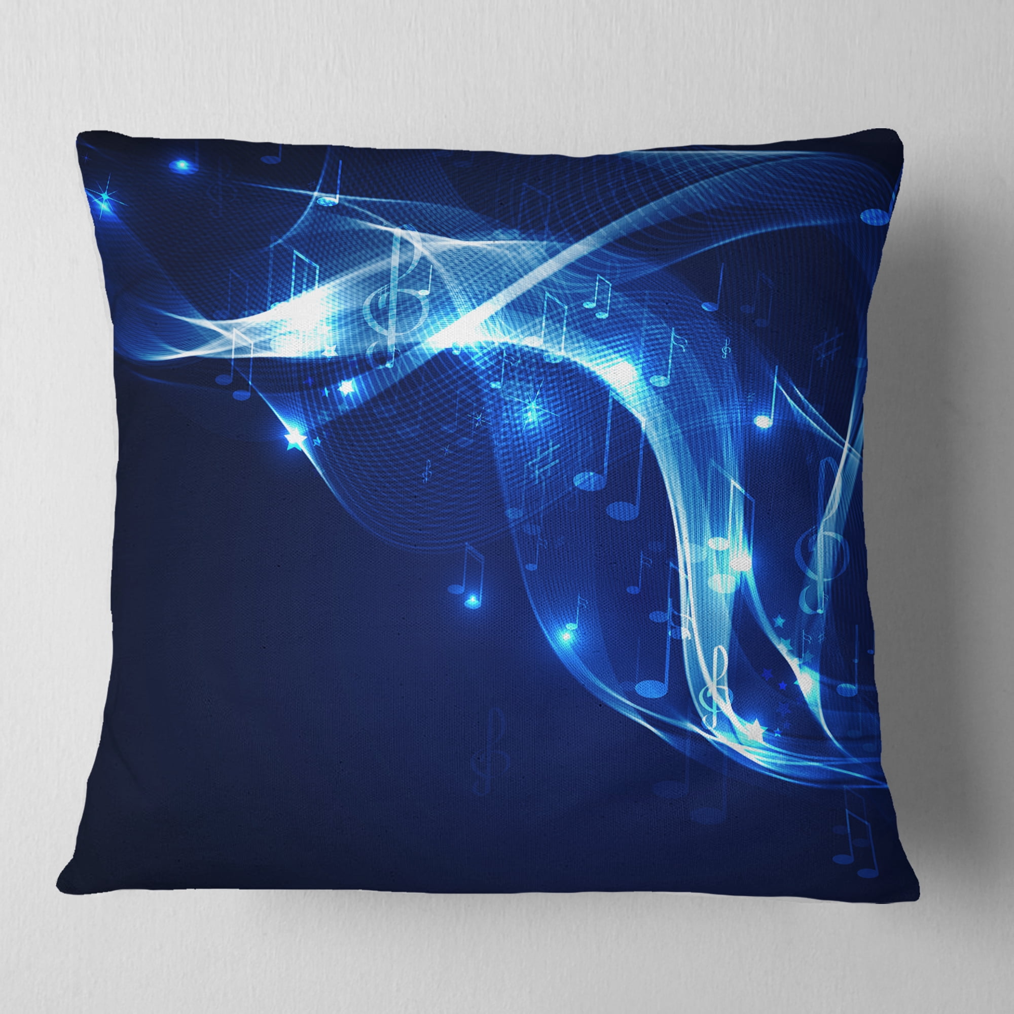 Designart Blue Musical Background - Abstract Throw Pillow - 18x18