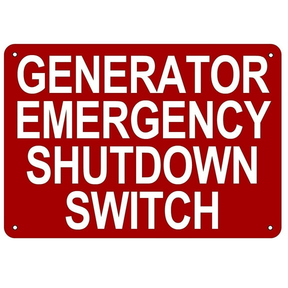 Generator Emergency Shutdown Switch Sign (Aluminium 7x10)