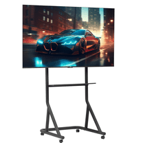EXRACING Racing Monitor Stand - 32-65 Inch Fit, Height Adjustable Design with Locking Wheels, Matte Black