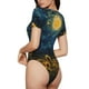 thumbnail image 2 of Balery Oil Starry Sky Sunflower Body de cuello redondo de manga corta para mujer Tops de manga corta Tops básicos-Small, 2 of 7