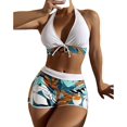 thumbnail image 4 of Trajes de baño de cintura alta para mujer traje de baño retro de dos piezas halter control de barriga fruncido bikini traje de baño con parte inferior, 4 of 4