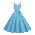 thumbnail image 5 of Joernso Vintage Women Dress A-line Big Swing Solid Color Backless Spaghetti Strap 50s Bow Decor Prom Cocktail Party Wedding Midi Dress Evening Dress, 5 of 7