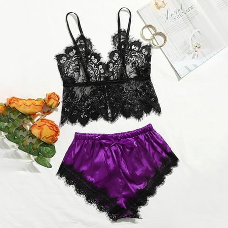 

TANGNADE Vintage New Lace Lingerie Silk Underwear Sleepwear Underwear Pajamas Satin