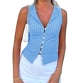 thumbnail image 3 of Slim Fit Women Sleeveless Button Down Knit Tank Tops, 3 of 7