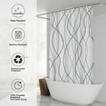 thumbnail image 4 of Cortina de ducha de tela a rayas grises y blancas para baño con 12 ganchos, cortinas de ducha para baño de 72 pulgadas de largo, dobladillo ponderado, accesorios de baño impermeables estilo hotel - l, 4 of 5