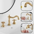 thumbnail image 4 of 8 inch 2 Handles 3 Holes Widespread Bathroom Sink Faucet Antique Brass Bathroom Vanity Faucet Basin Mixer Tap Faucet Matching Metal Pop Up Drain with Overflow, 4 of 6