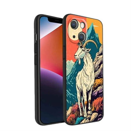 Mountain-Goat-96 phone case for iPhone 15 for Women Men Gifts,Mountain-Goat-96 Pattern Soft silicone Style Shockproof Case