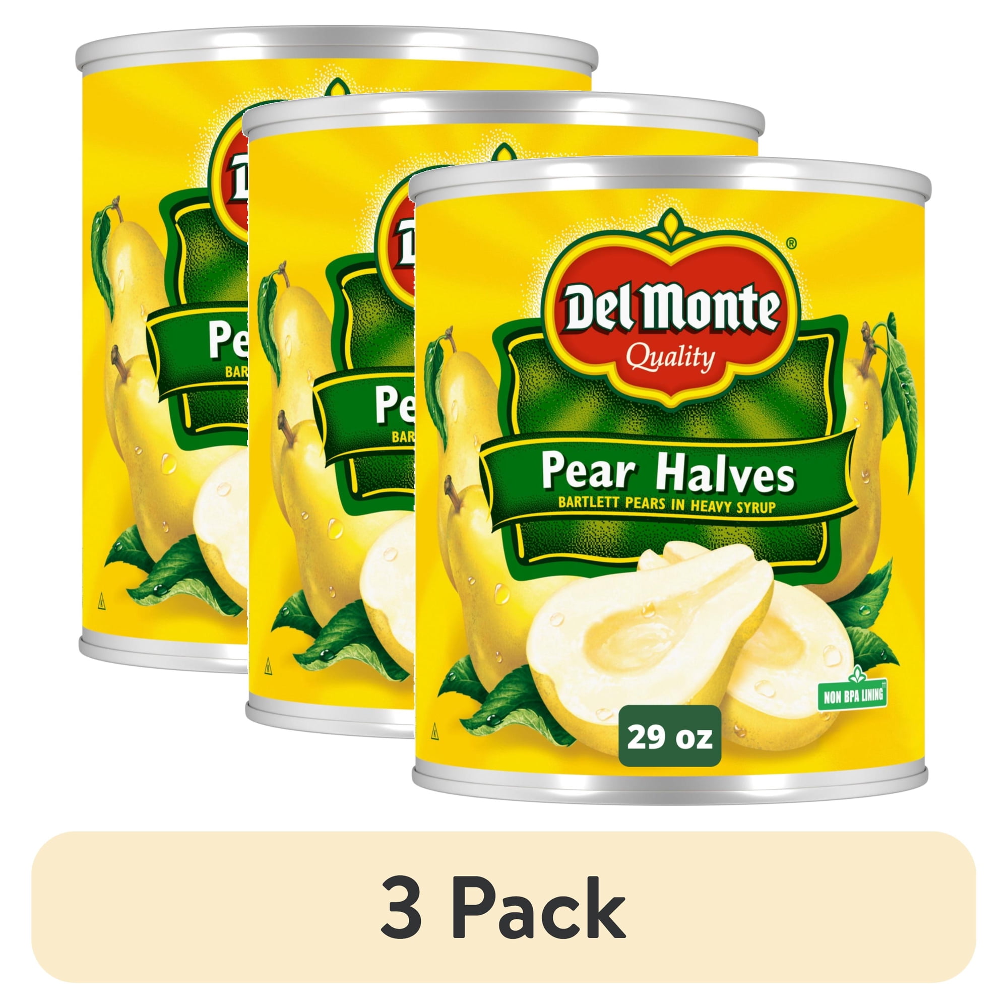 (3 pack) Del Monte Pear Halves in Heavy Syrup, 29 oz Can