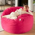 thumbnail image 2 of Codi Giant Bean Bag Chair with Filler Included, 5 FT | Comfy Large Pink Beanbag Chairs for Adults, Memory Foam Added | Machine Washable, 5ft, 2 of 14