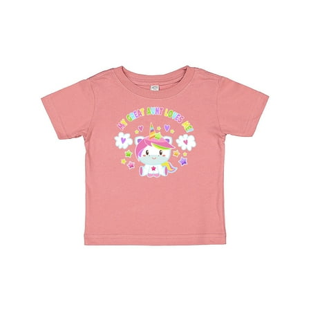 

Inktastic My Great Aunt Loves Me with Cute Rainbow Unicorn Gift Baby Boy or Baby Girl T-Shirt