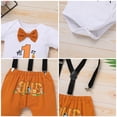 thumbnail image 3 of IBTOM CASTLE Baby Boy 1st Birthday Outfit Jungle Woodland Animal Romper + Bloomers + Suspenders 3PCS Clothes Set Photography 12-18 Months Brown, 3 of 8