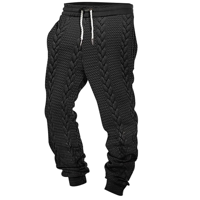 Pantalones largos para hombre, color liso, con bolsillos, cintura elástica, informales, a la moda, con tejido de poliéster.