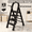 4 Steps Black Ladder, variant on Durable, Lightweight 3-Step Portable Folding Ladder | Heavy-Duty, Anti-Slip Pedals, Portable Multi-functional Ladder for Home