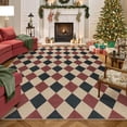 thumbnail image 1 of Alfombra Lahome, 244 x 305 cm, tablero de ajedrez rojo y negro navideño, 1 of 7