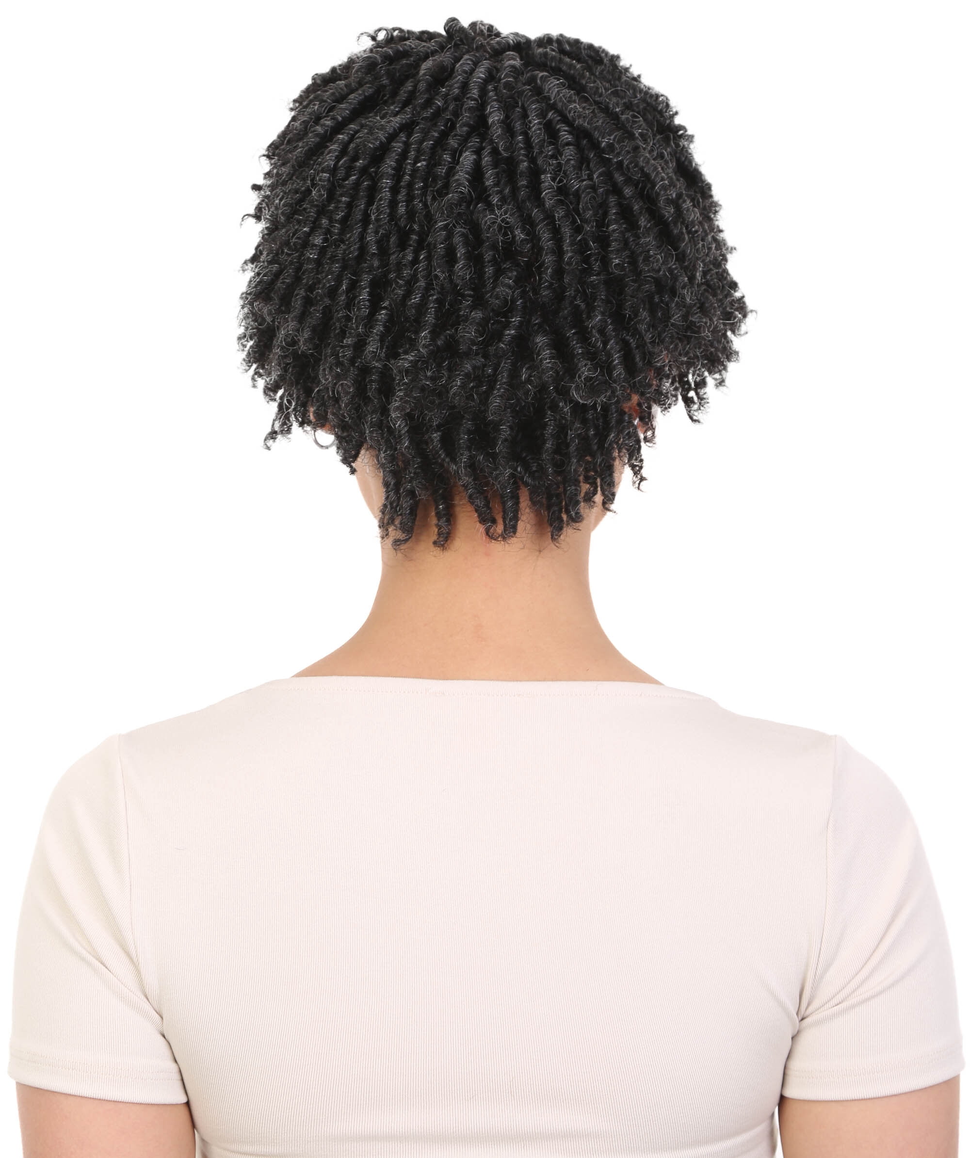 LUXLUXE Kayla Curly Locs 11 in Long Full Wig Full Cap Wig, Heat Resistant Fibers, Salt and Pepper Blend