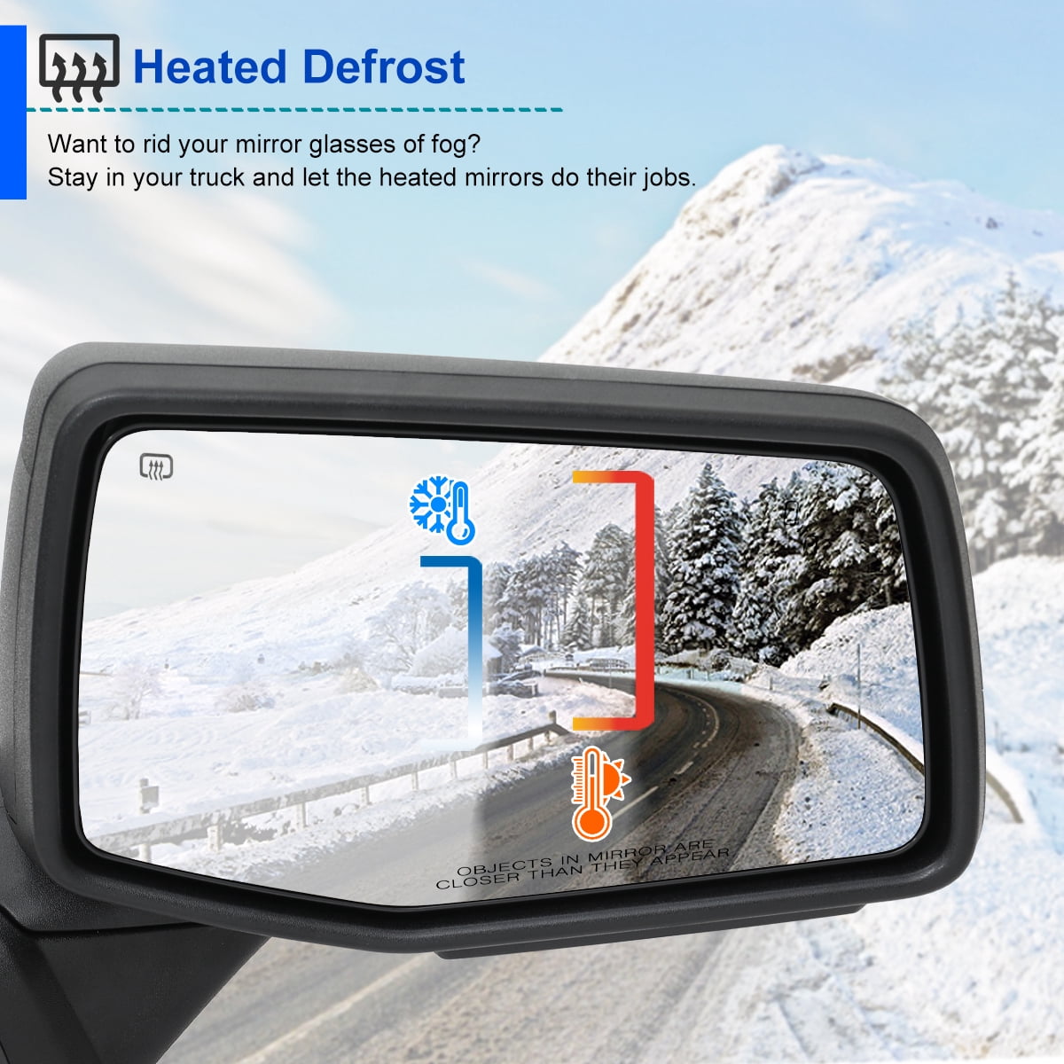 Spec-D Tuning Right Passenger Side Black Power Fold Power Heated Side Mirror w/ Blind Spot + Temp Sensor Compatible with 2019-2026 GMC Sierra 1500