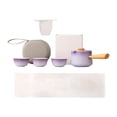 thumbnail image 3 of Juego de té portátil Juego de té de cerámica al aire libre Cazas de té de cerámica de cerámica Kung Fu Tetera 1 bote y 3 tazas para amigos de treada diaria Púrpura, 3 of 8