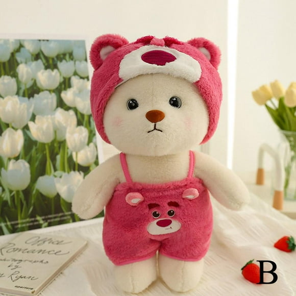 27cm Strawberry Dress Up Bear ,Dress Up Bear Plush Toy Bear Handmade Teddy Bear Cub Claw Machine Doll