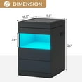 thumbnail image 2 of Set of 2 Nightstand with 2 Drawers & LED Lights & Charging Station, LED Night Stand End Side Table with Pull-Out Tray & Sliding Glass Top for Bedroom, Black, 2 of 9