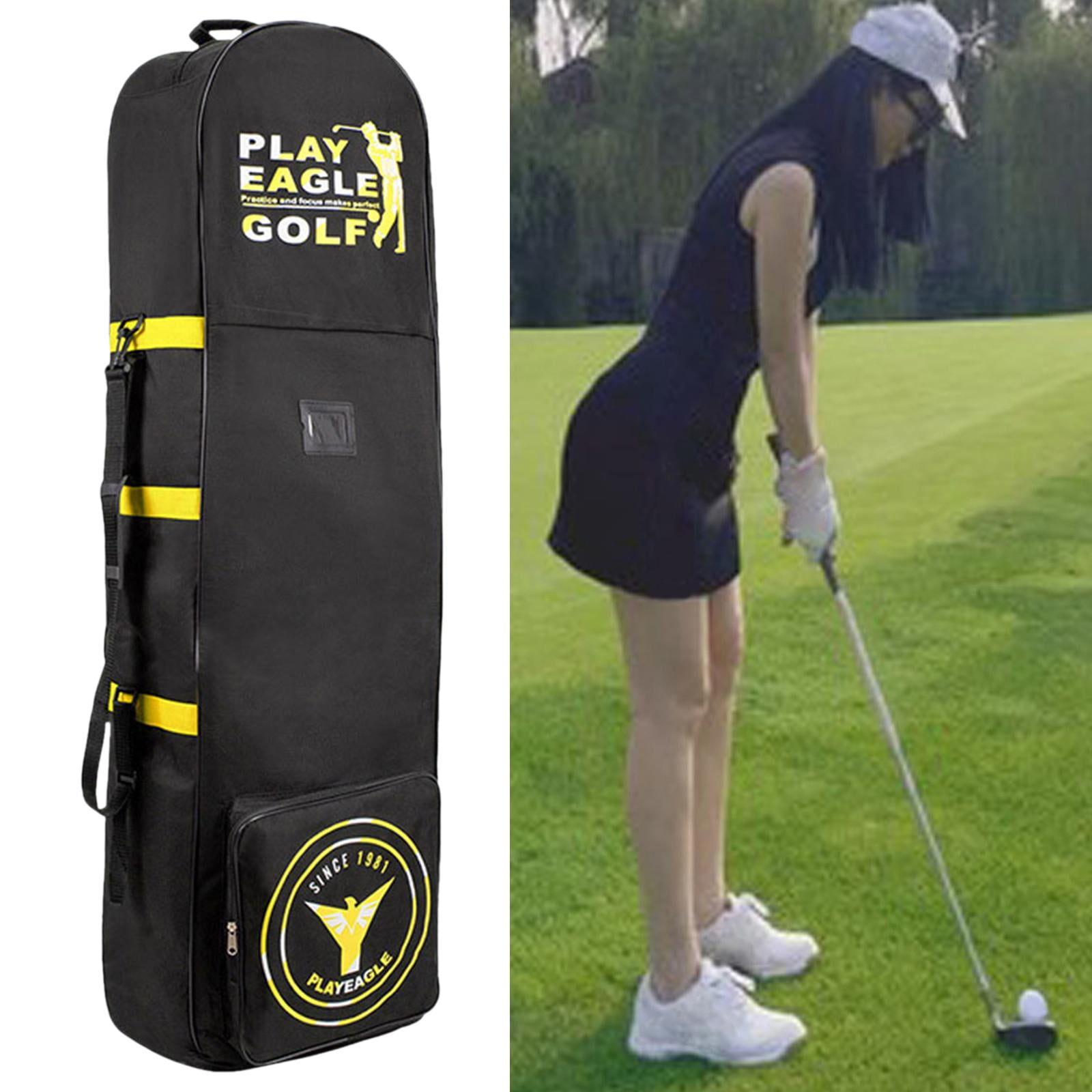 harayaa Airline Golf Travel Bag Golf Travel Cover Zipper Foldable Storage Bag Golf Clubs Yellow