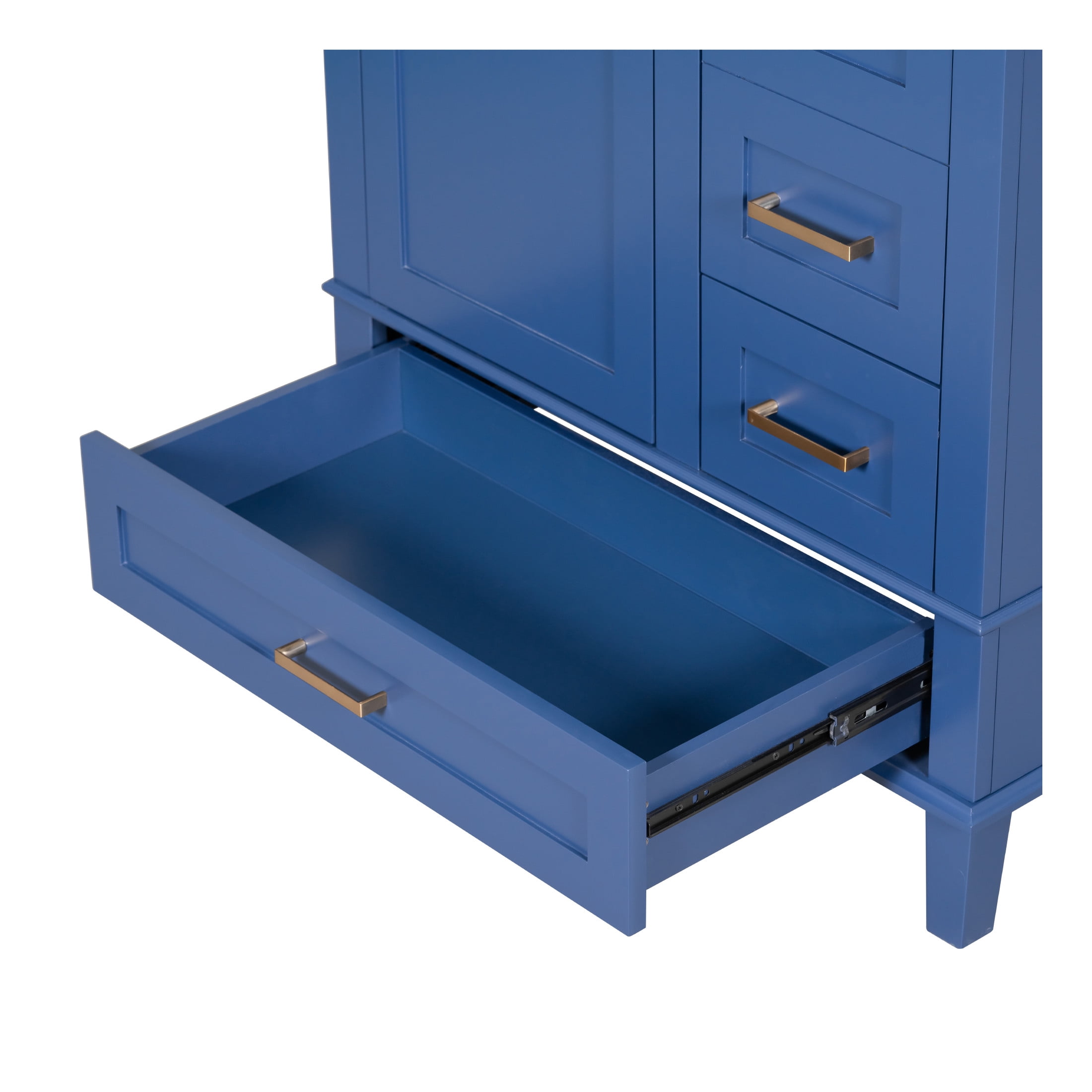 Nyveth Modern Bathroom Vanity with Ceramic Sink, Shelves, Drawers, Wood, Blue