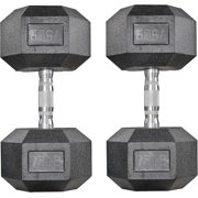LIFERUN Dumbbells Rubber Coated Cast Iron Hex Black Dumbbell 30-85lb Free Weights Dumbbell Set of 2