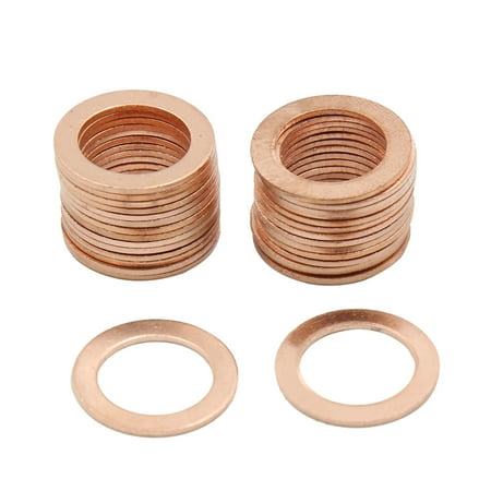 

14mm Inner Dia Copper Flat Washers Car Engine Metric Gaskets Rings 30pcs