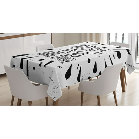 

Enjoy the Little Things Tablecloth Vintage Style Motivation Boosting Quote with Teardrop Pattern Rectangular Table Cover for Dining Room Kitchen 60 X 90 Inches Black and White by Ambesonne
