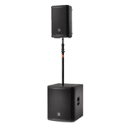 (2) JBL PRX912 12 1000w RMS Powered DJ PA Speakers+18 Subwoofers+Pole Mounts