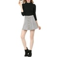 thumbnail image 2 of Allegra K Women's Faux Suede Button Front A-Line Mini Skirt, 2 of 7