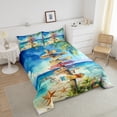 thumbnail image 4 of Erosebridal Coastal Beach Comforter Sets Twin Size, Summer Holiday Comforters & Duvets, Ocean Starfish Reversible Duvet Insert, Ultra Soft Bedroom Decorative, 2pcs, 4 of 8