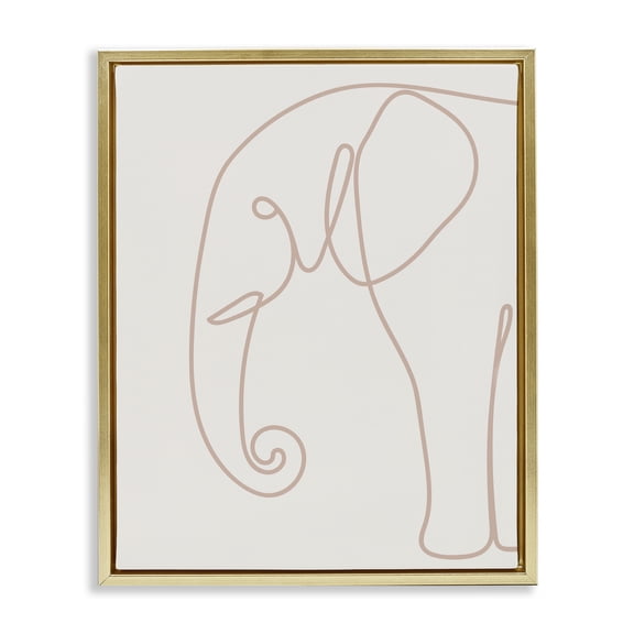 Stupell Industries Eclectic Elephant Doodle Outline Shape Gold Floating Frame Canvas Art, 25 x 31, by Lil' Rue
