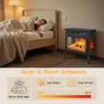 thumbnail image 3 of Upstreman Home 24" Freestanding Electric Fireplace Heater, 1000/1500W Retro Electric Stove 5200 BTU Space Heater with 3D Realistic Flame, Remote and Timer, Black, 3 of 11