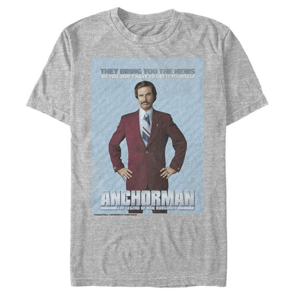 Men's Anchorman Ron Burgundy Brings the News  Graphic Tee Athletic Heather 3X Large