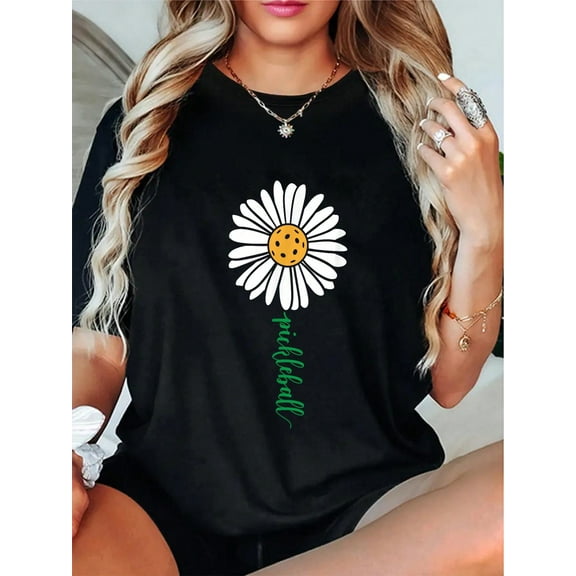 100% Cotton Pickleball Daisy Flower T-Shirt