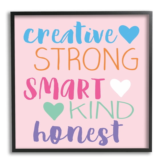 Stupell Industries Creative Strong Smart Confidence Inspirational Painting Black Framed Art Print Wall Art