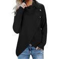 thumbnail image 1 of Womens Long Sleeve Button Cowl Neck Casual Knitted Color Block Patchwork Pullover Lightweight Sweaters Shirt, 1 of 3