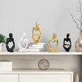 thumbnail image 6 of Resin Statue Thinker Style Decoration Abstract Sculptures Collectible Figurines for Home Decor Modern Office Shelf Desktop (Gold-Right), 6 of 6