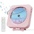 thumbnail image 1 of Reproductor de CD Portátil con Bluetooth 5.1, Altavoces Hi-Fi Duales, Radio FM y Mando a Distancia, Diseño de Pared/Escritorio (Rosa), 1 of 7