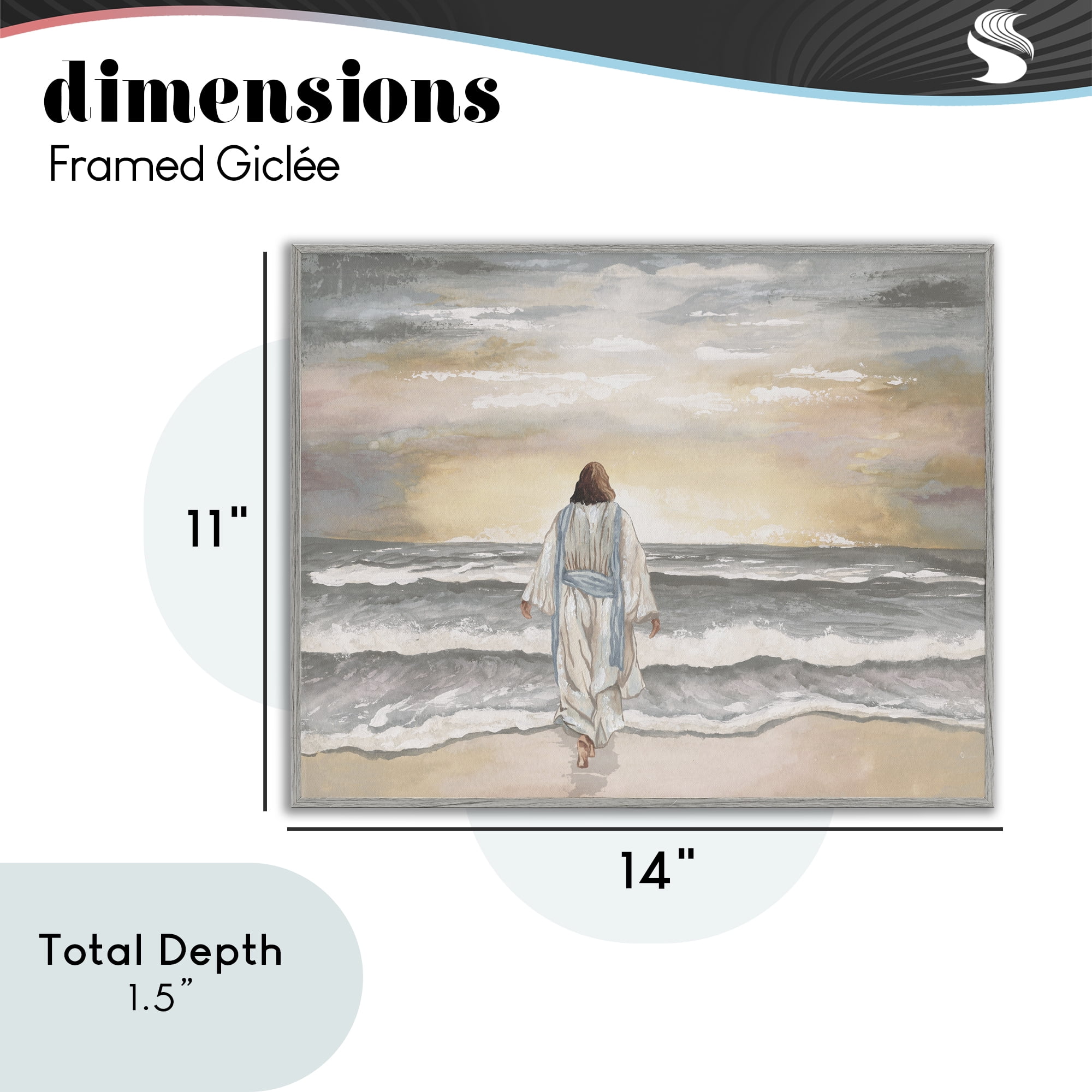 Stupell Industries Jesus Walks The Shore Gray Framed Giclee Art, design by Elizabeth Medley
