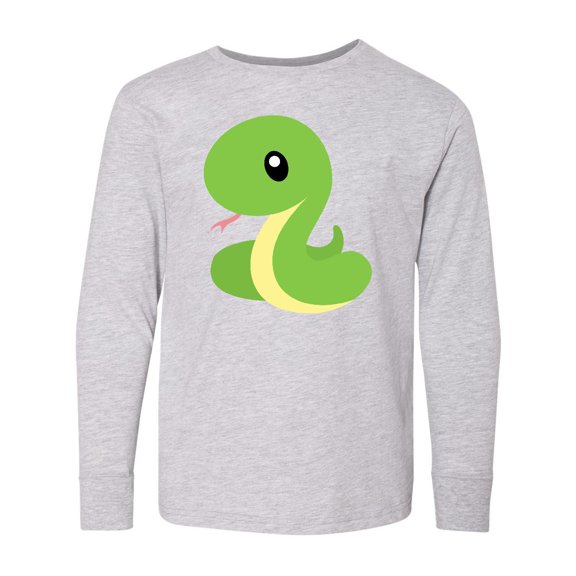 Inktastic Cute Snake, Little Snake, Baby Snake, Green Snake Long Sleeve Youth T-Shirt